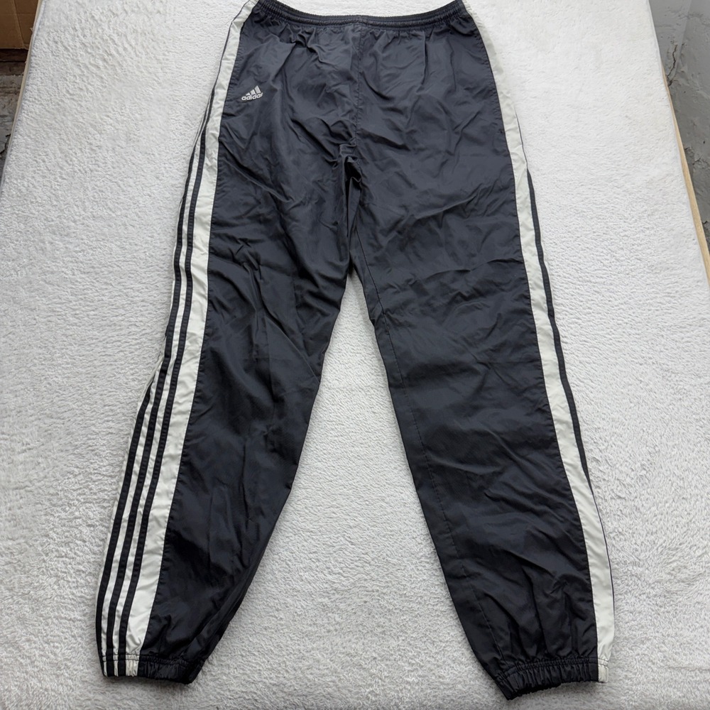 VTG‎ 90s Adidas Team Mens XLT Black White Stripe Nylon Track Pants AHN001 07/01